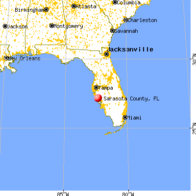 Sarasota County, FL map from a distance