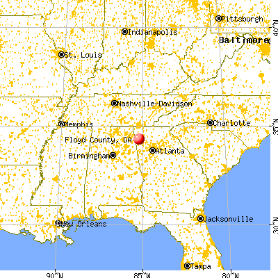 Floyd County, GA map from a distance