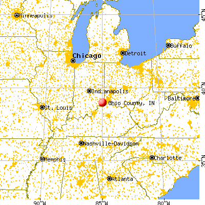 Ohio County, IN map from a distance
