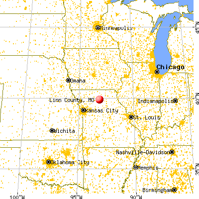 Linn County, MO map from a distance