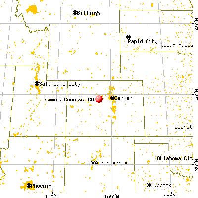 Summit County, CO map from a distance