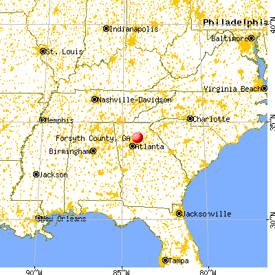 Forsyth County, GA map from a distance