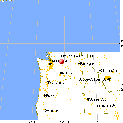 Chelan County, WA map from a distance