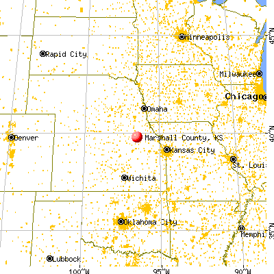 Marshall County, KS map from a distance
