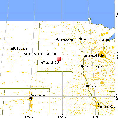 Stanley County, SD map from a distance