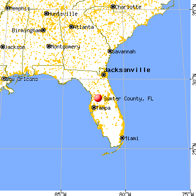 Sumter County, FL map from a distance