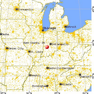 Owen County, IN map from a distance