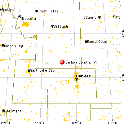 Carbon County, WY map from a distance