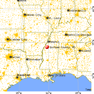 Quitman County, MS map from a distance