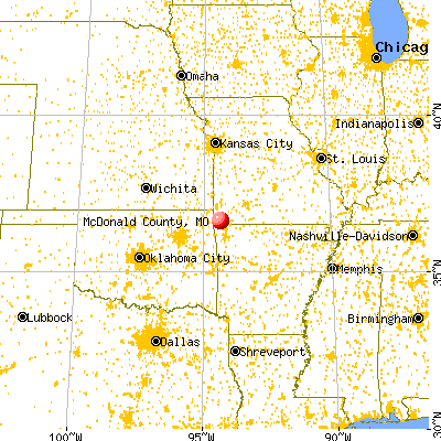 McDonald County, MO map from a distance