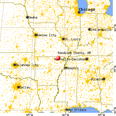Randolph County, AR map from a distance