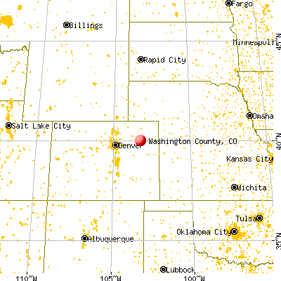 Washington County, CO map from a distance