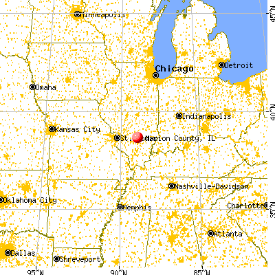Marion County, IL map from a distance