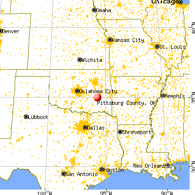 Pittsburg County, OK map from a distance