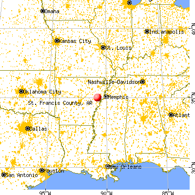 St. Francis County, AR map from a distance