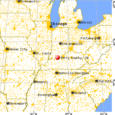 Perry County, IN map from a distance
