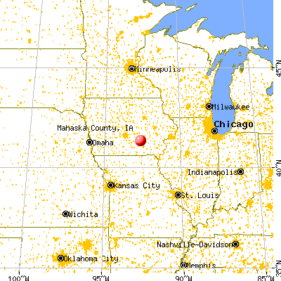 Mahaska County, IA map from a distance