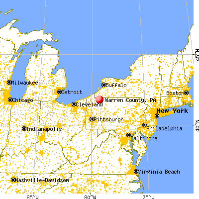 Warren County, PA map from a distance