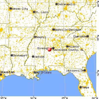 Tuscaloosa County, AL map from a distance