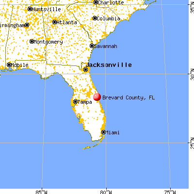 Brevard County, FL map from a distance