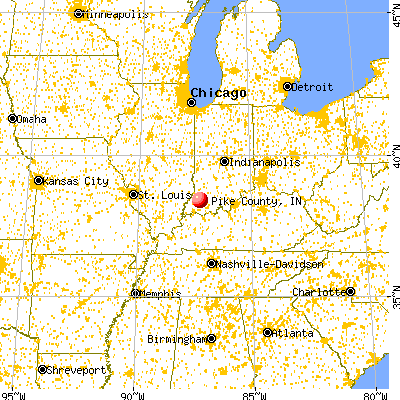 Pike County, IN map from a distance