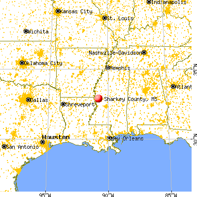 Sharkey County, MS map from a distance
