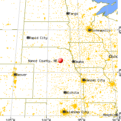 Nance County, NE map from a distance
