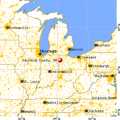 Paulding County, OH map from a distance