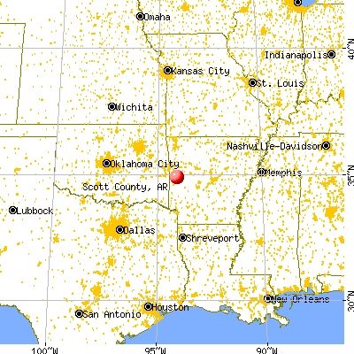 Scott County, AR map from a distance