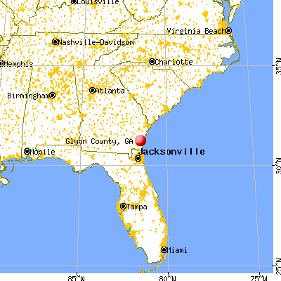 Glynn County, GA map from a distance