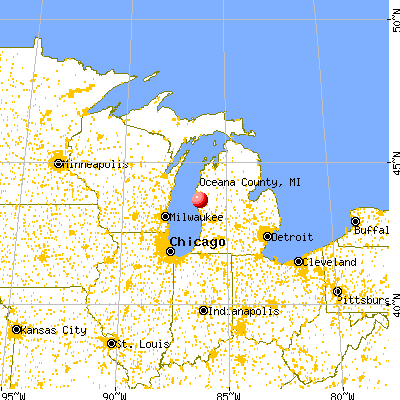 Oceana County, MI map from a distance