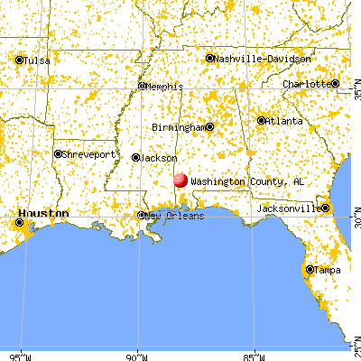 Washington County, AL map from a distance