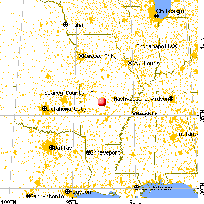 Searcy County, AR map from a distance