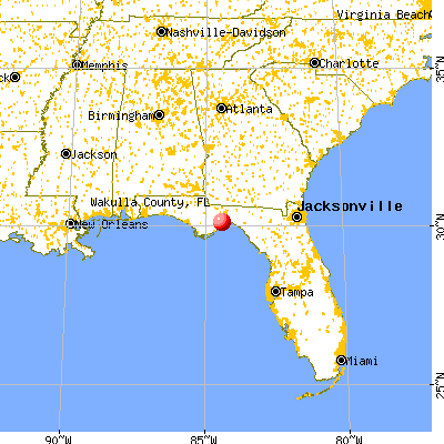 Wakulla County, FL map from a distance