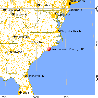 New Hanover County, NC map from a distance