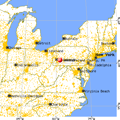 Westmoreland County, PA map from a distance