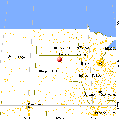 Walworth County, SD map from a distance