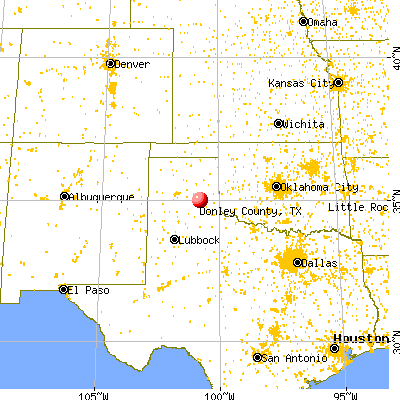 Donley County, TX map from a distance
