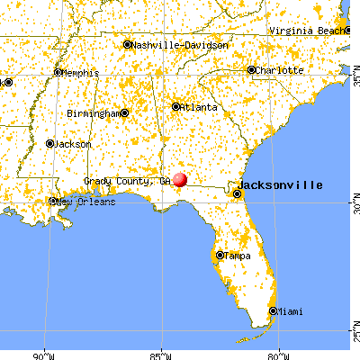 Grady County, GA map from a distance