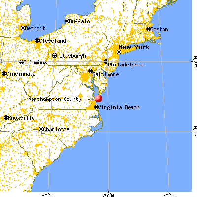 Northampton County, VA map from a distance