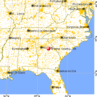 Greene County, GA map from a distance