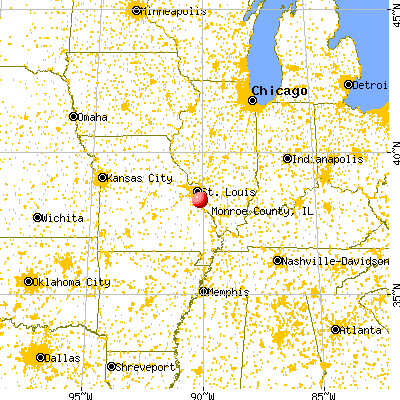 Monroe County, IL map from a distance