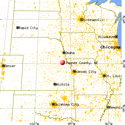 Pawnee County, NE map from a distance