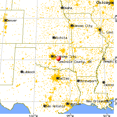 Seminole County, OK map from a distance