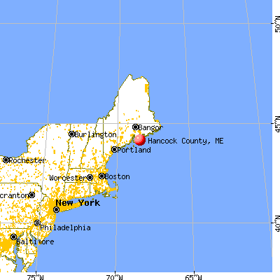 Hancock County, ME map from a distance