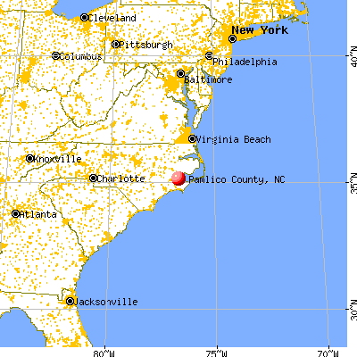 Pamlico County, NC map from a distance
