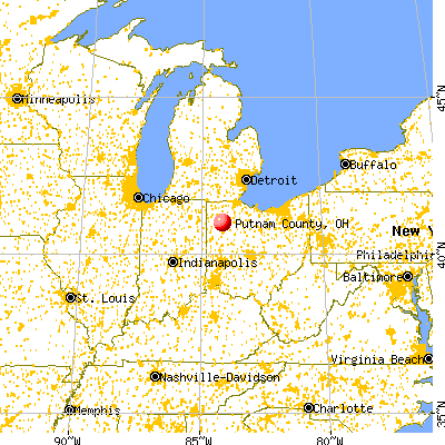 Putnam County, OH map from a distance