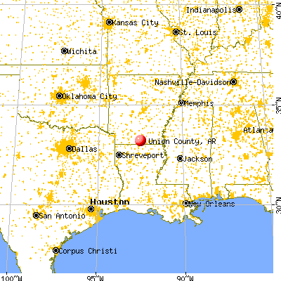 Union County, AR map from a distance