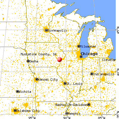 Muscatine County, IA map from a distance