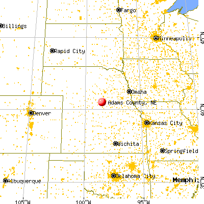 Adams County, NE map from a distance